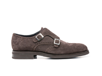 Alberto - Coffee Suede Leather Men Double Monk