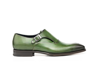Augusto - Green Calf Crust Leather Men Buckle Loafer