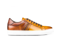 Caracalla - Low top brown calf crust leather sneakers