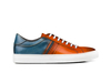 Caracalla - Low top red denim calf crust leather sneakers