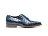 Cesare - Navy Crocodile Leather Men Oxford Plain Vamp
