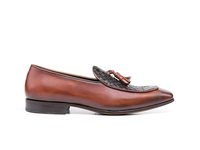 Claudio - Brown Calf Crust braided Men Tassel Moccasin