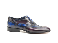 Fred - Blue Purple Polished Leather Men Oxford Wing Brogue