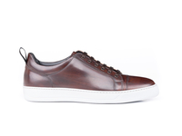 Pietro - Low top coffee decò leather sneaker