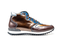 Romano - Blue coffee bronze polished leather high top running