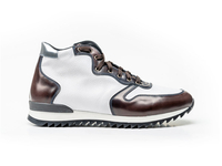Romano - White grain coffee polished leather high top running