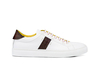 Tiziano - Low top white calf coffee deco leather sneakers