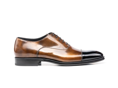 Totò - Bronze Polished Shiny
Black Leather Men Oxford Toe
Cap