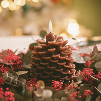 Edit Natural Wax Battery Operated LED Pine Cone Candle - Brown