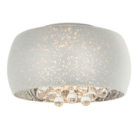 Endon Eclipse Glass Flush Ceiling Light - Silver