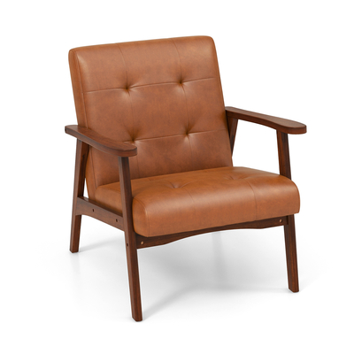 Mid Century Modern Accent
Chair with Leather Cover-Light
Brown