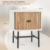 Mid-century Modern Bedside Table with Storage Cabinet and Metal Legs-White