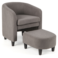Modern Barrel Chair with Ottoman for Living Room Bedroom Office-Grey