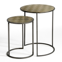 ÃDRIC Nest of 2 Aged Brass Checkerboard Tables