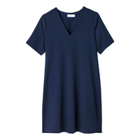 Short-Sleeved Swing Dress with V-Neck